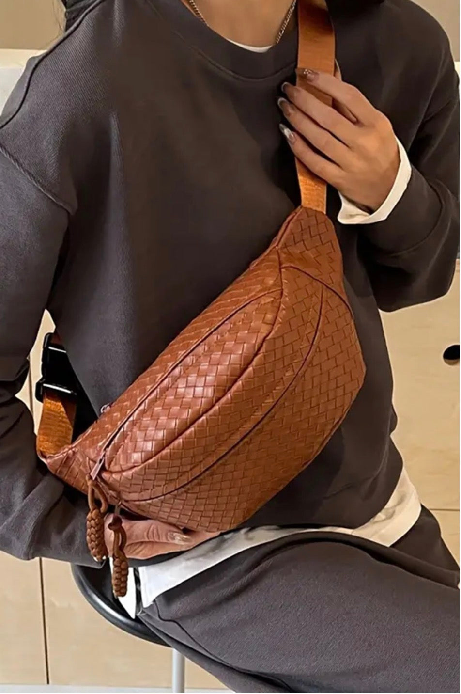 Vegan Leather Woven Atlas Crossbody Bum Bag