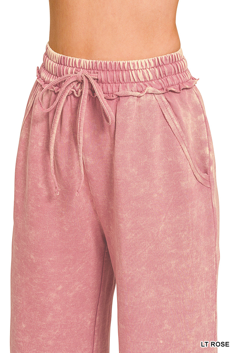 WASHED FRENCH TERRY FLARE PANTS