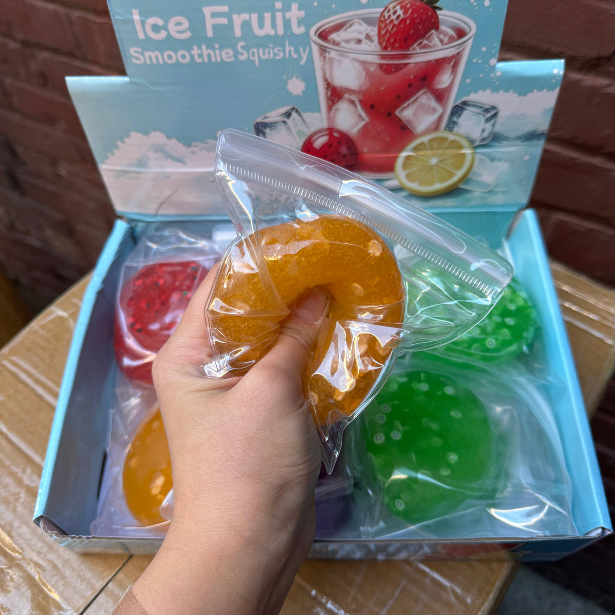 Mixed Fruit Icy Slushy Ball Squishy w/Charms