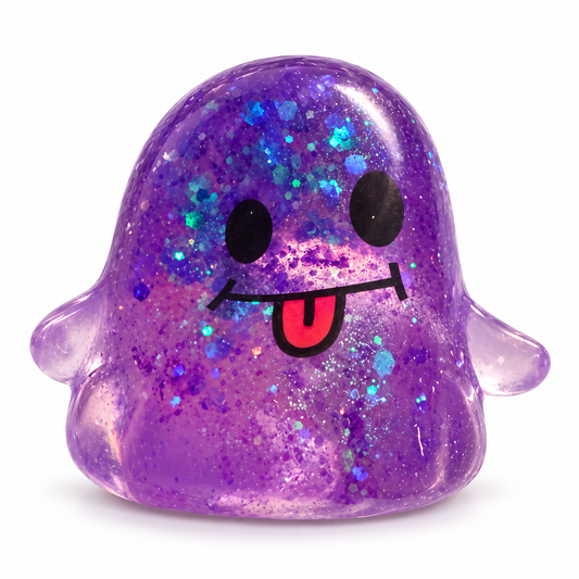 purple glitter ghost on white background