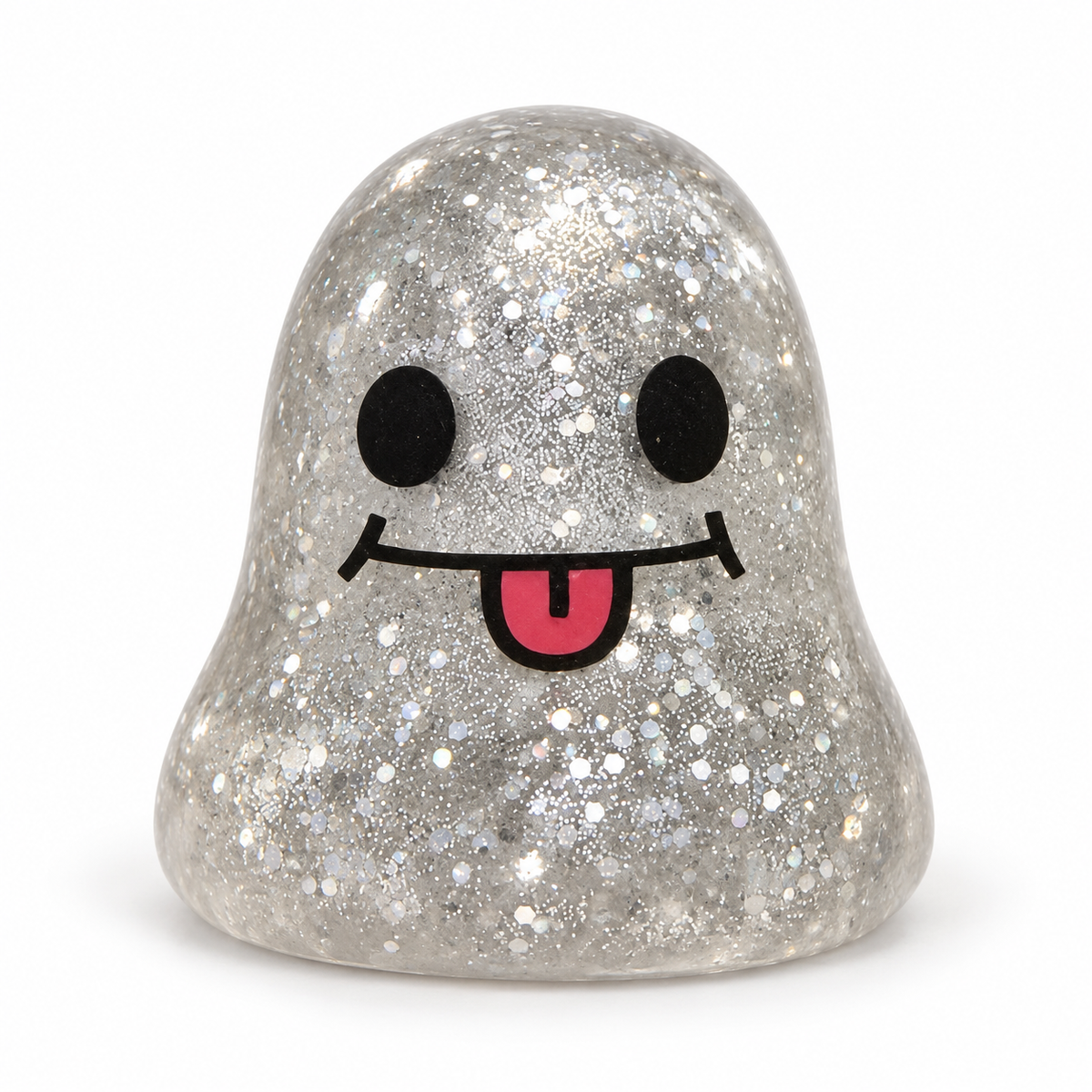 silver glitter ghost on white background