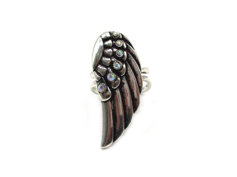 AB Stone Feather Cuff Ring