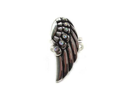 AB Stone Feather Cuff Ring