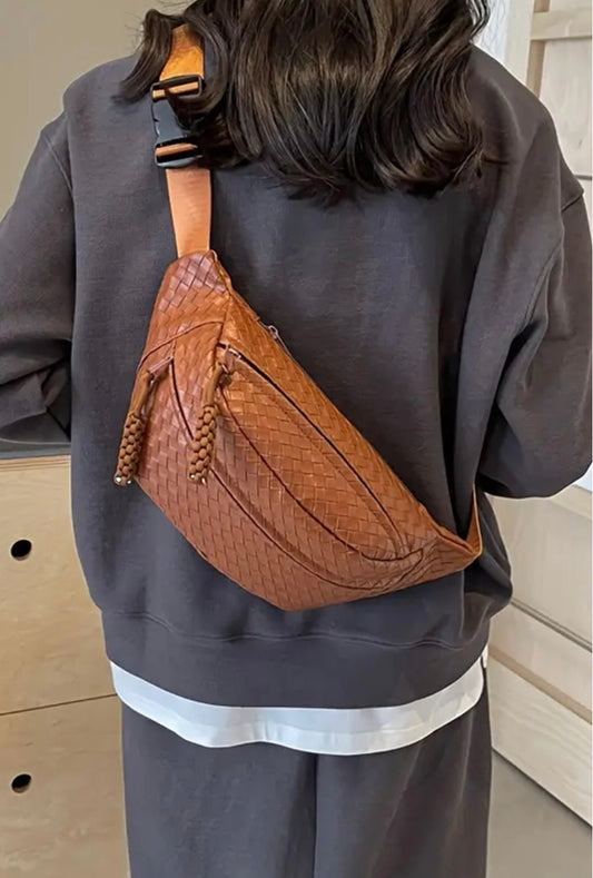 Vegan Leather Woven Atlas Crossbody Bum Bag
