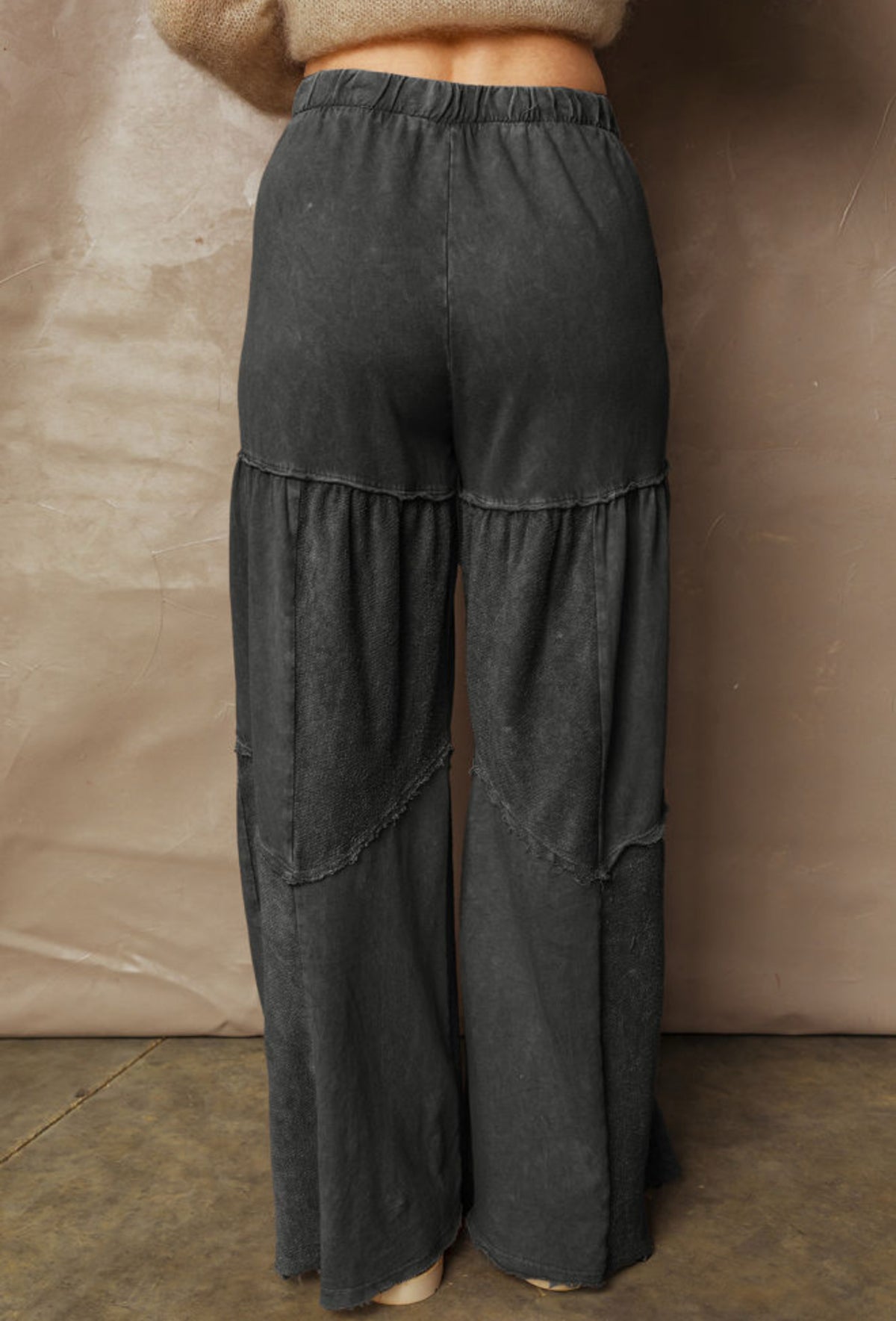 Patchwork wide leg pants