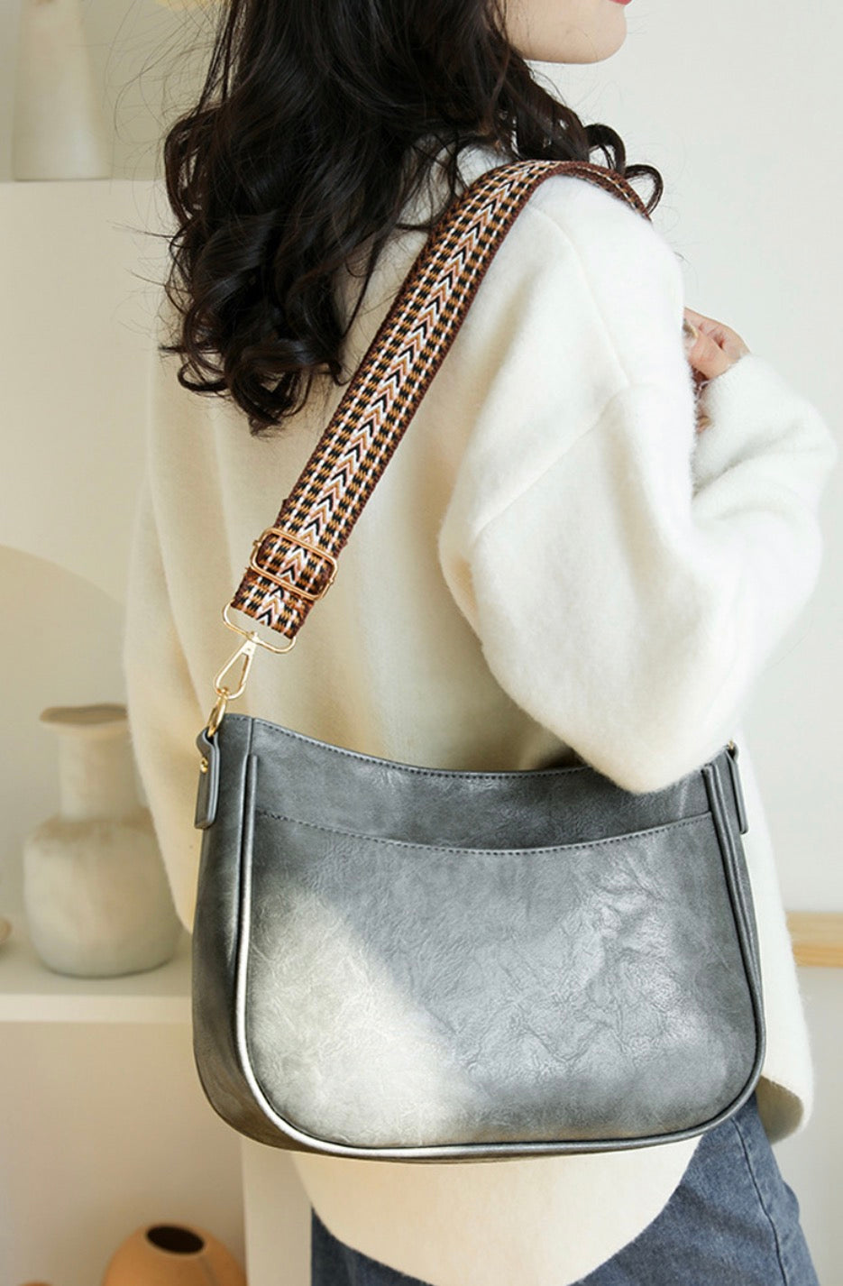Vegan Leather Messenger Bag