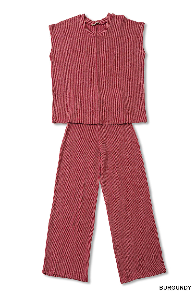 RAISED RIB RELAXED TOP & PANTS SET