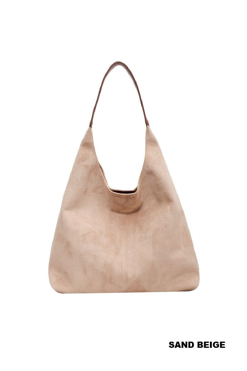 Suede duo hobo tote bag