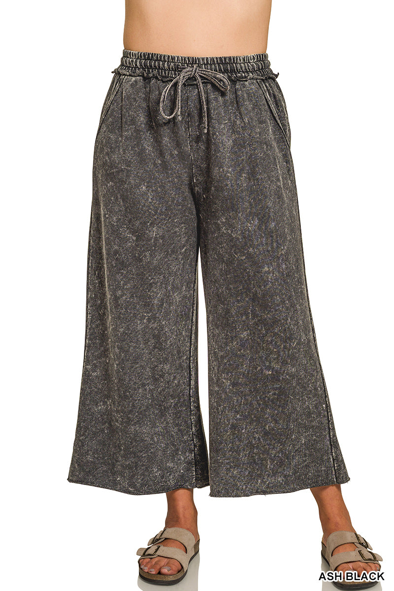 WASHED FRENCH TERRY FLARE PANTS