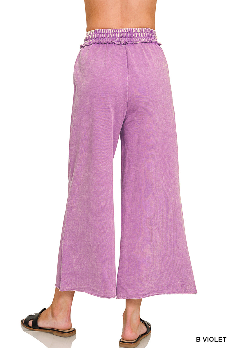 WASHED FRENCH TERRY FLARE PANTS