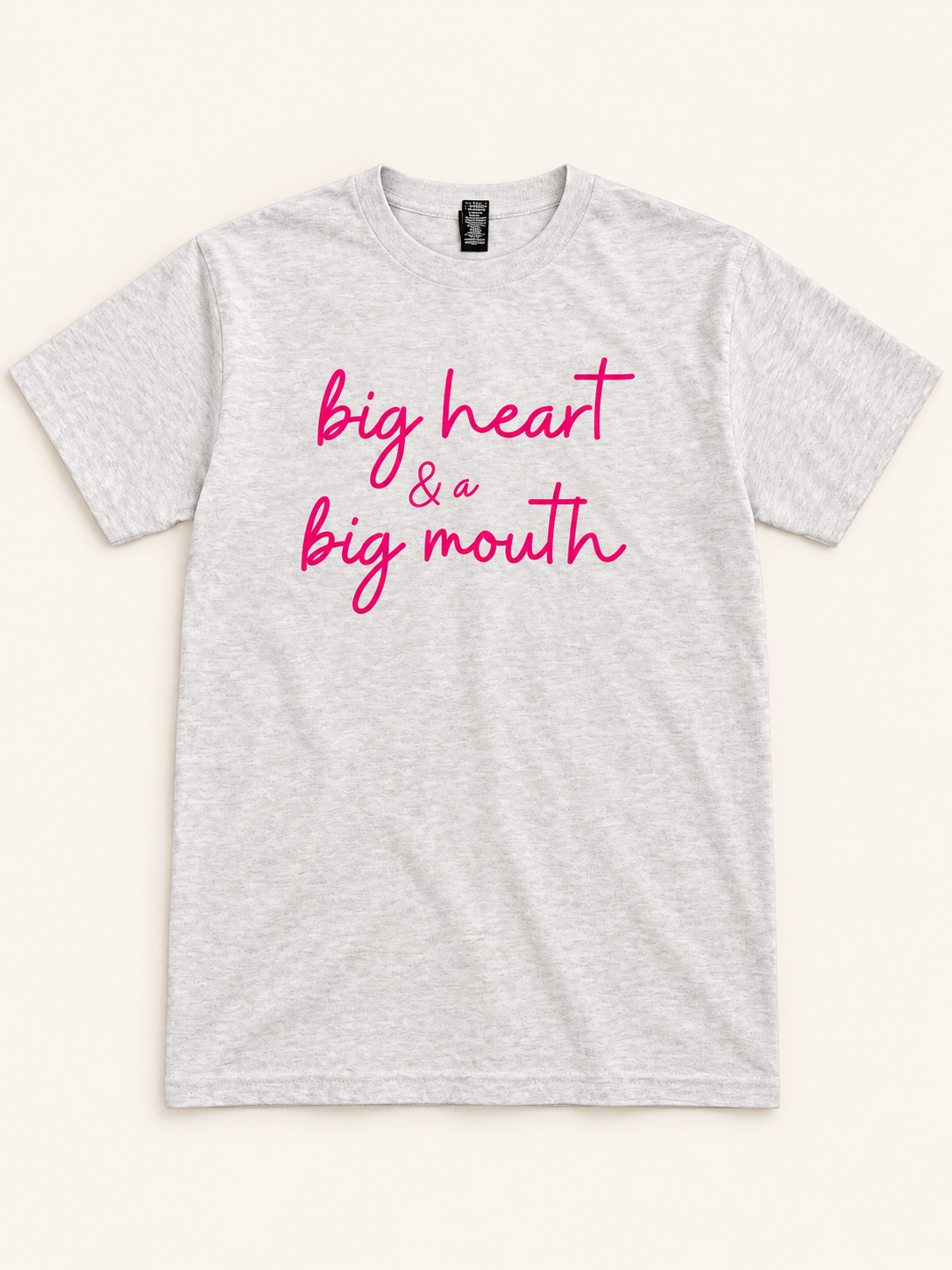 Big Heart and a Big Mouth Tee in ash gray