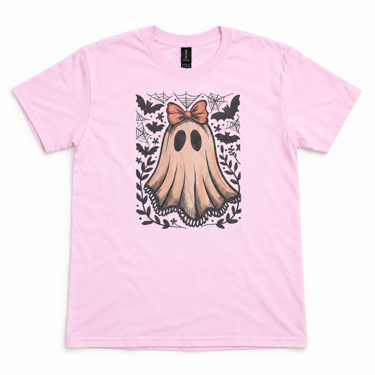 Cute Ghost Tee in light pink — full front product image