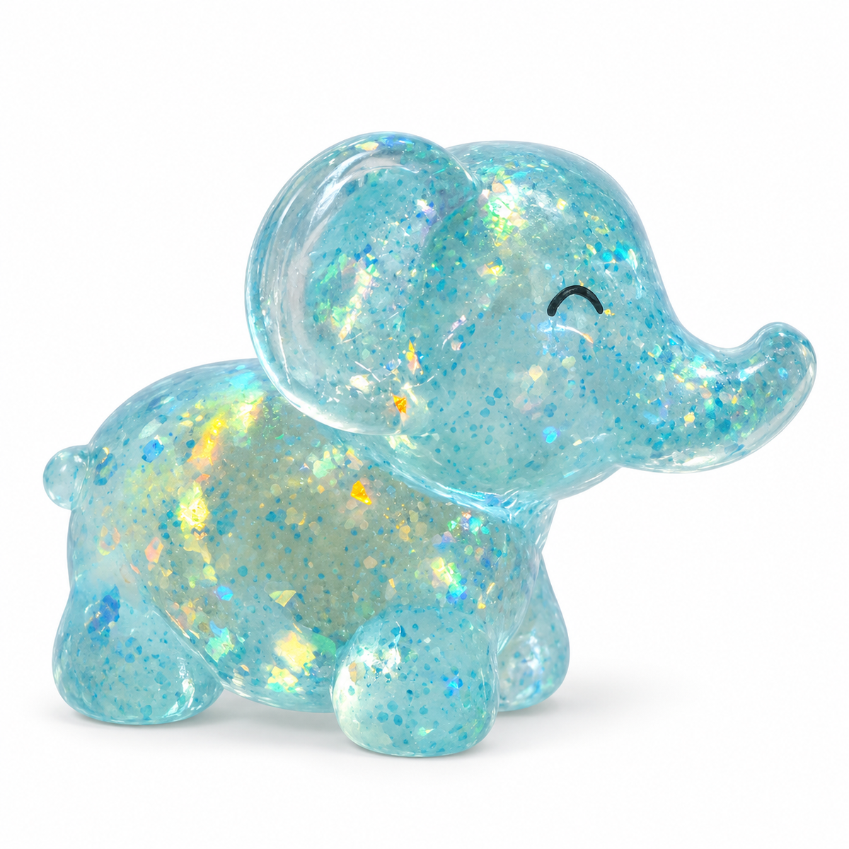 light blue glitter elephant on white background