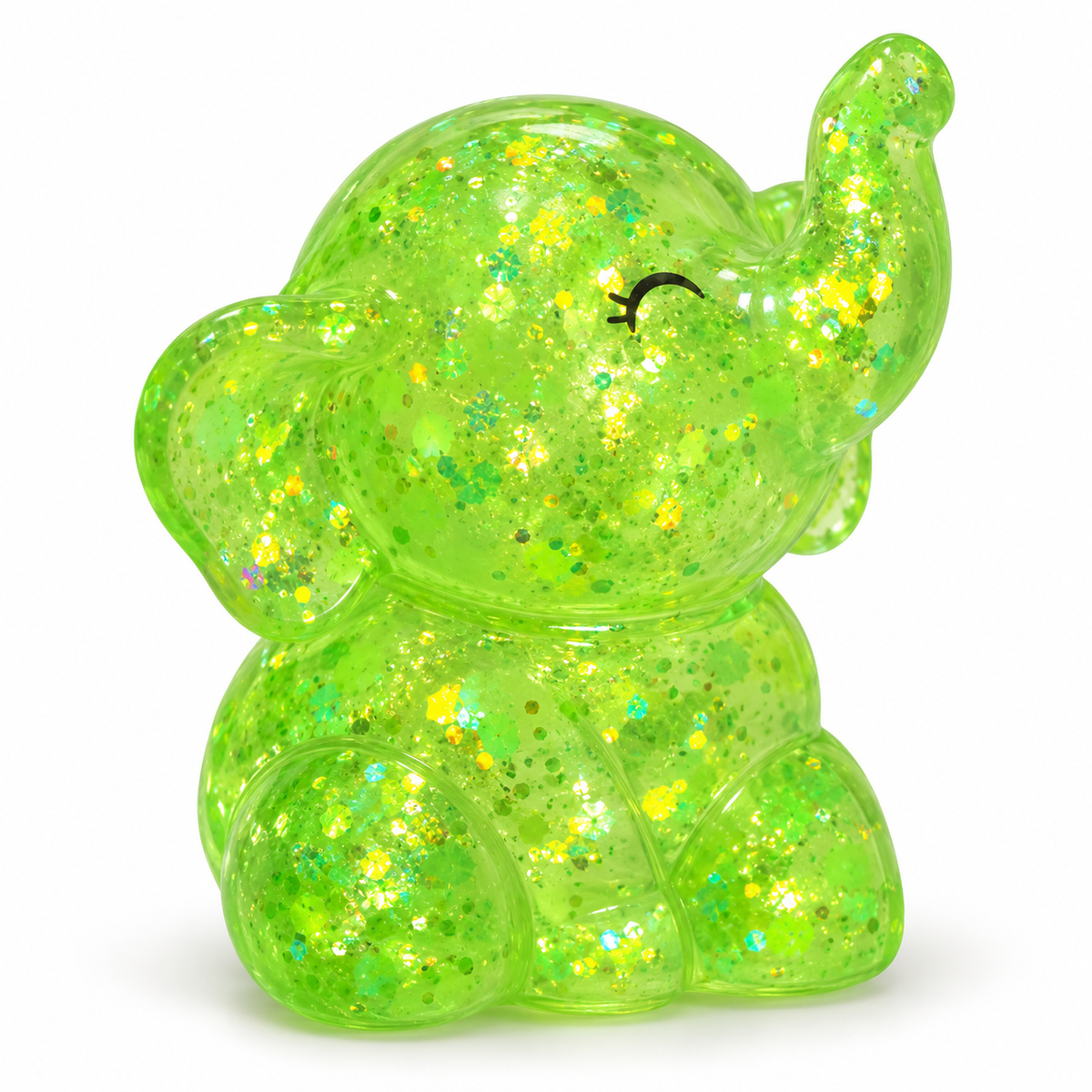 green glitter elephant on white background