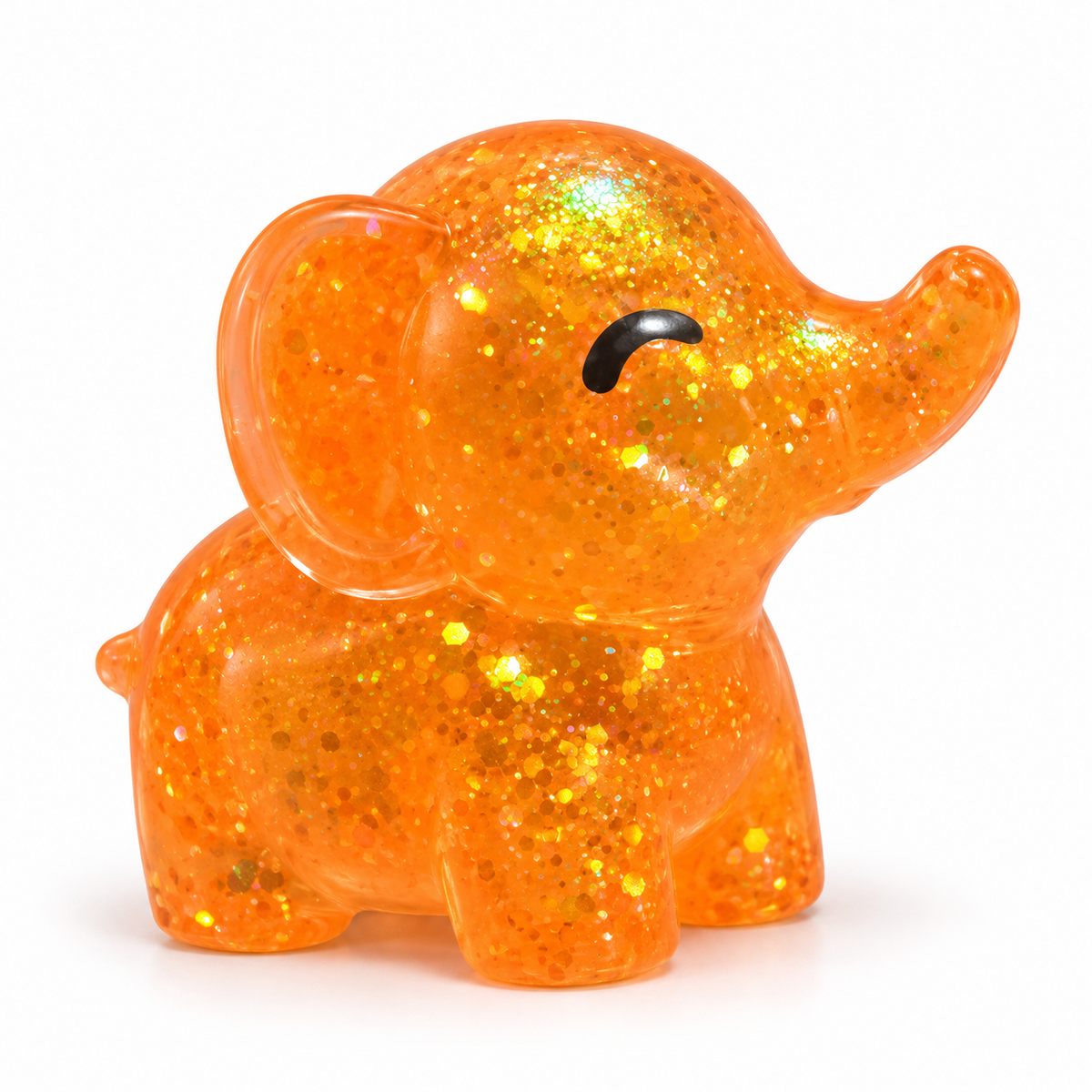 orange glitter elephant on white background
