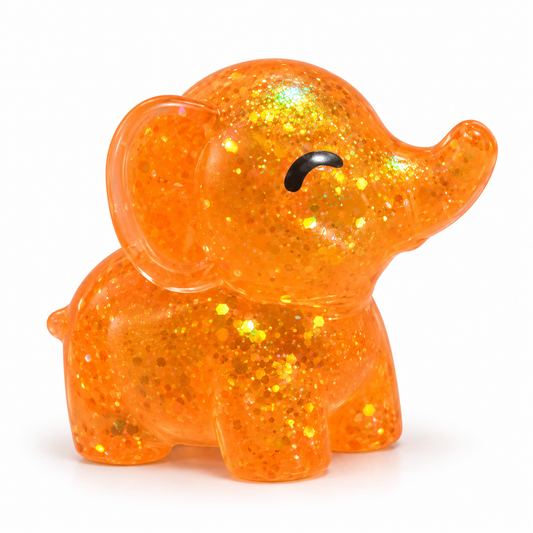 orange glitter elephant on white background