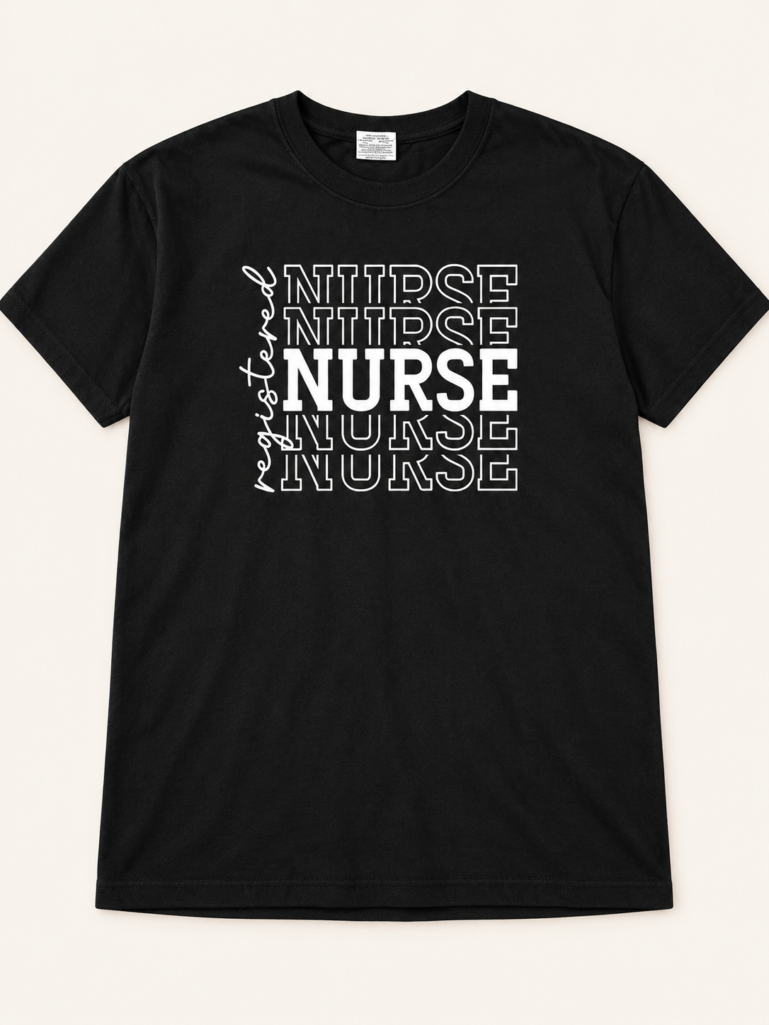 Registered Nurse Stacked Tee in black
