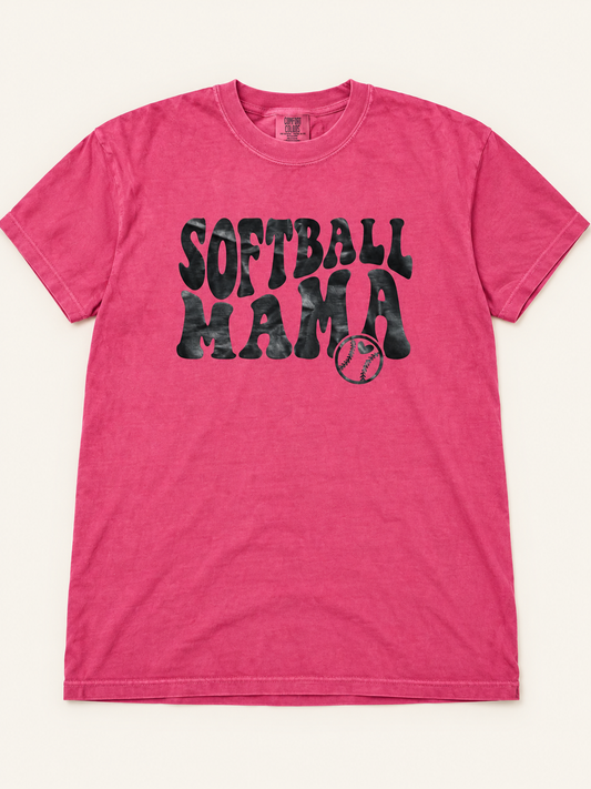 Softball Mama Tee in berry pink