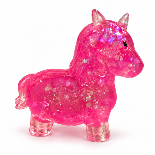 Pink Glitter Horse Squishy on a white background